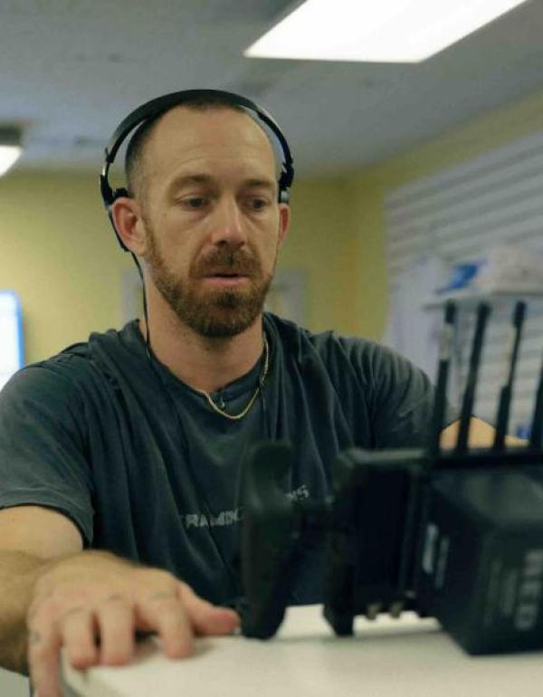 Jakob on set directing "Late Fees"